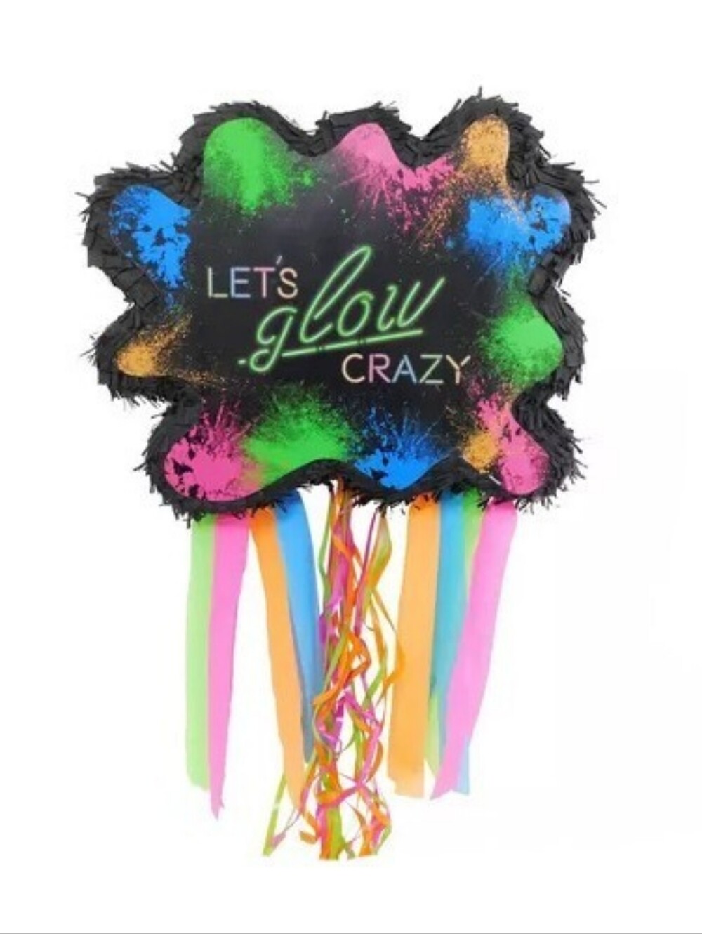 Let's Glow Crazy Neon Splash Party Pinata - Black